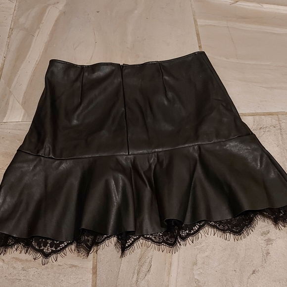 2/$35 NWOT *Host Pick!* Pleather skirt with lace trim - Picture 2 of 3